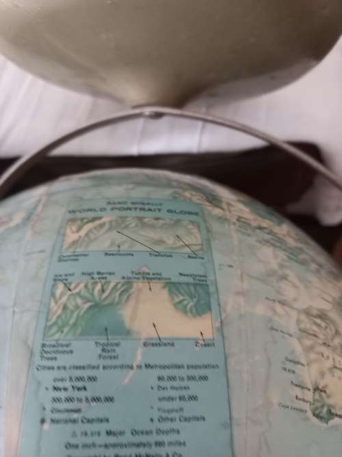 RAND MCNALLY WORLD PORTRAIT GLOBE MADE IN USA (countries SOUTH WEST AFRICA AND RHODESIA)